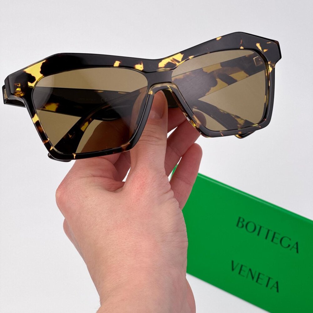 Bottega Veneta BV1093S Shield Sunglasses – Havana Frame Brown Lenses | Model 002